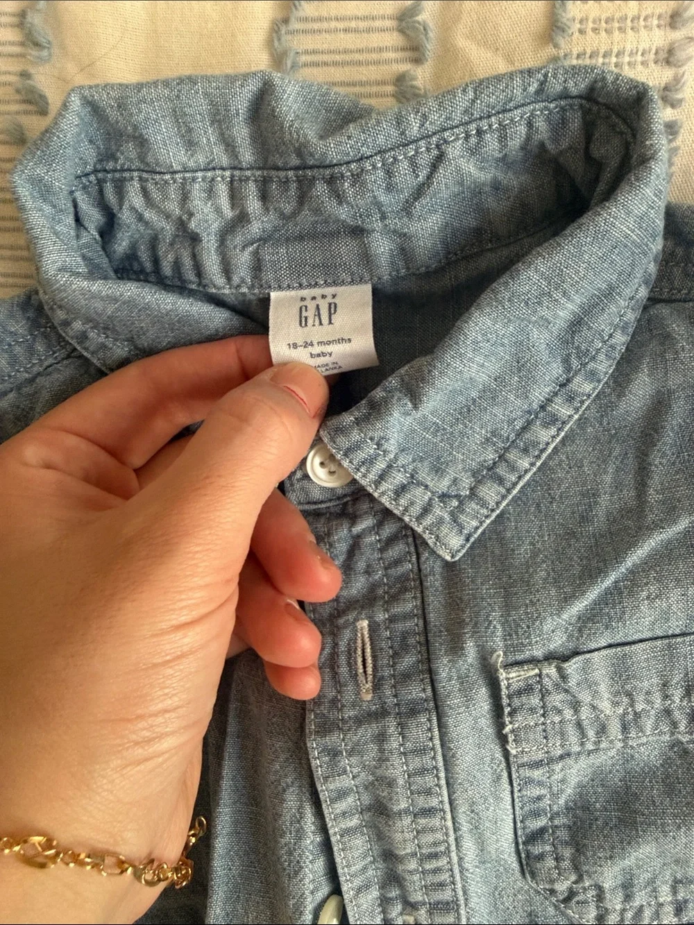 GAP Light Blue Kids Denim Button-Down Shirt